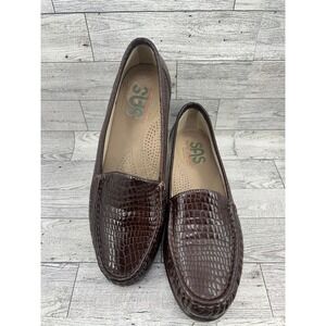 SAS Shoes Women's Brown Croc Embossed Loafers Comfort Slip On Size 8N